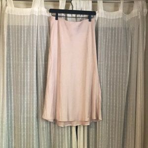 NWT •• Champagne Lined Satin Midi Skirt